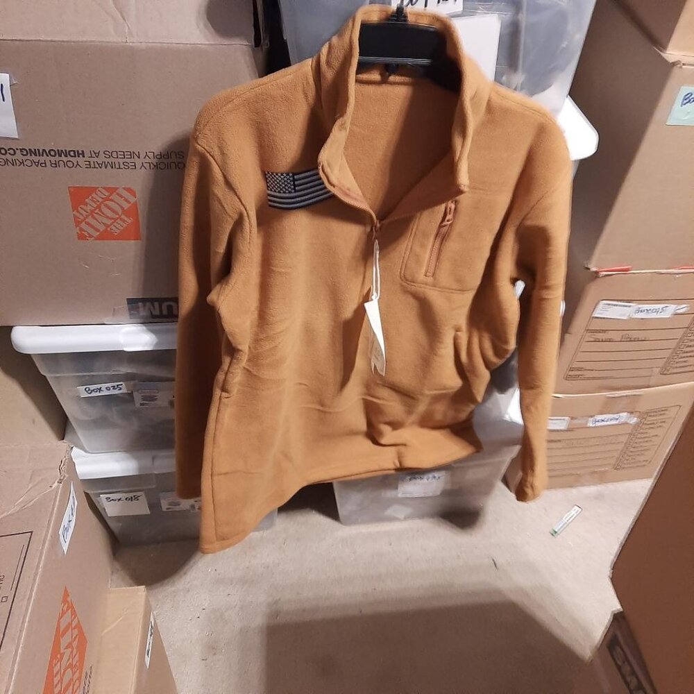 NEW W TAG ! Beotyshow Men Tactical Fleece Jacket Polar 1/4 Zip Pullove Khaki SzM